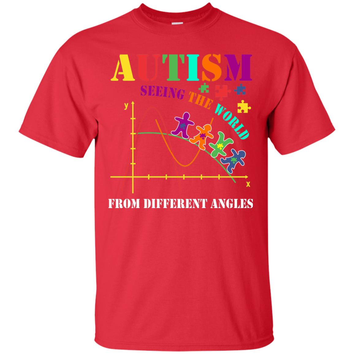 Seeing The World From Different Angles Autism Awareness T-shirt Red