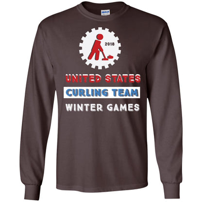United States Curling Team Winter Games Curling Lover T-shirt Dark Chocolate