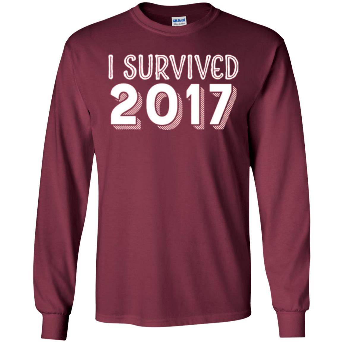 New Year_s T-shirt I Survived 2017 Maroon