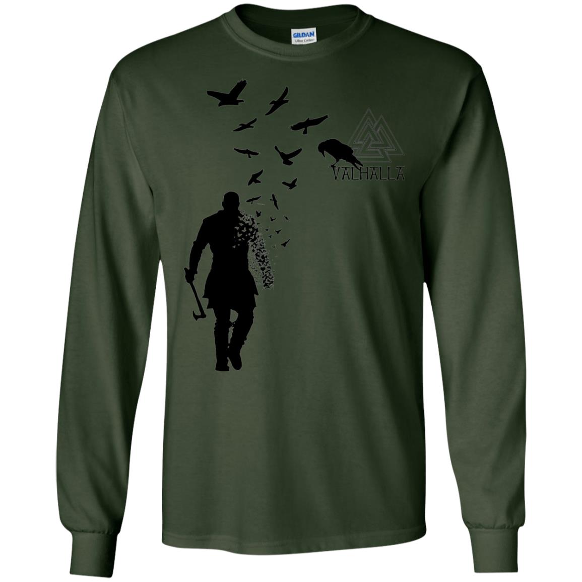 Vikings Axe Ragnar Lothbrok Flock Of Ravens Valhalla Symbol T-shirt Forest Green
