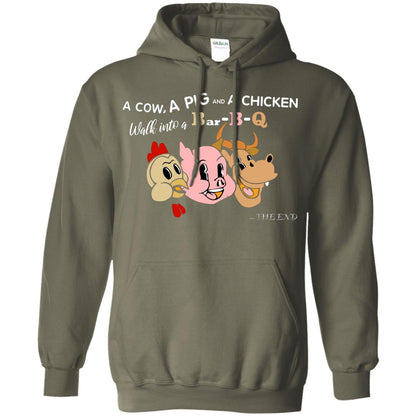 A Cow A Pig And A Chicken Walk Into A Bar-b-q The End Shirt Military Green