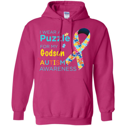 I Wear Puzzle For My Godson Autism Awareness Shirt Heliconia