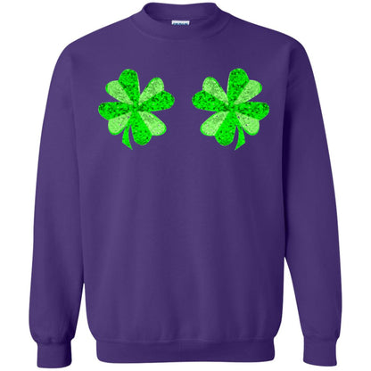 Funny Shamrock Boobs St Patricks Day T-shirt Purple