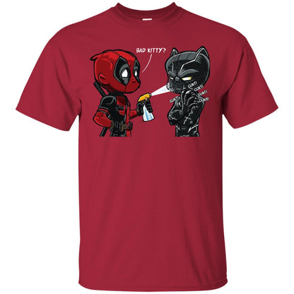 Deadpool Black Panther Bad Kitty Film Lover T-shirt Cardinal