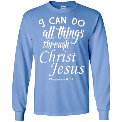 Christian T-shirt I Can Do All Things Through Christ Jesus Carolina Blue