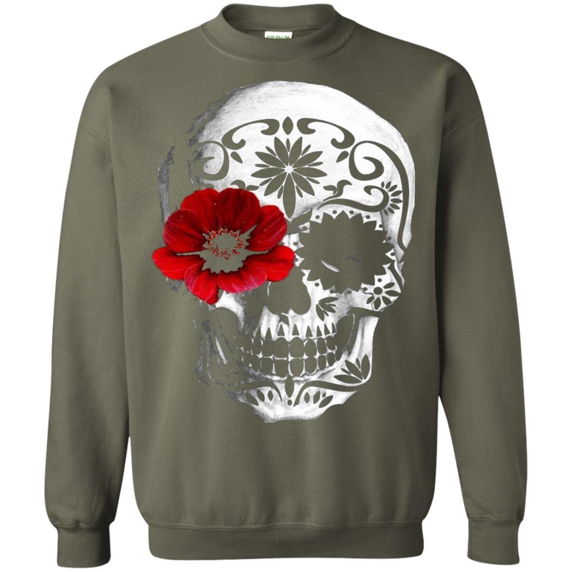 Day Of The Dead Sugar Skull Cinco De Mayo Shirt Military Green