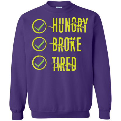 Hungry Broke Tired Check Mark T-shirt Purple