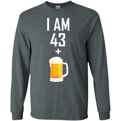 I Am 43 Plus 1 Beer 44th Birthday T-shirt Dark Heather