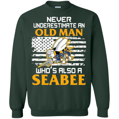 Navy Seabee Veteran T-shirt Never Underestimate An Old Man Forest Green