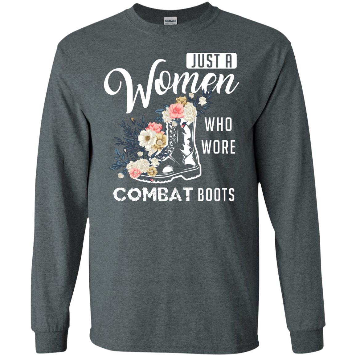Just A Women Who Wore Combat Boots Female Veteran T-shirt Dark Heather