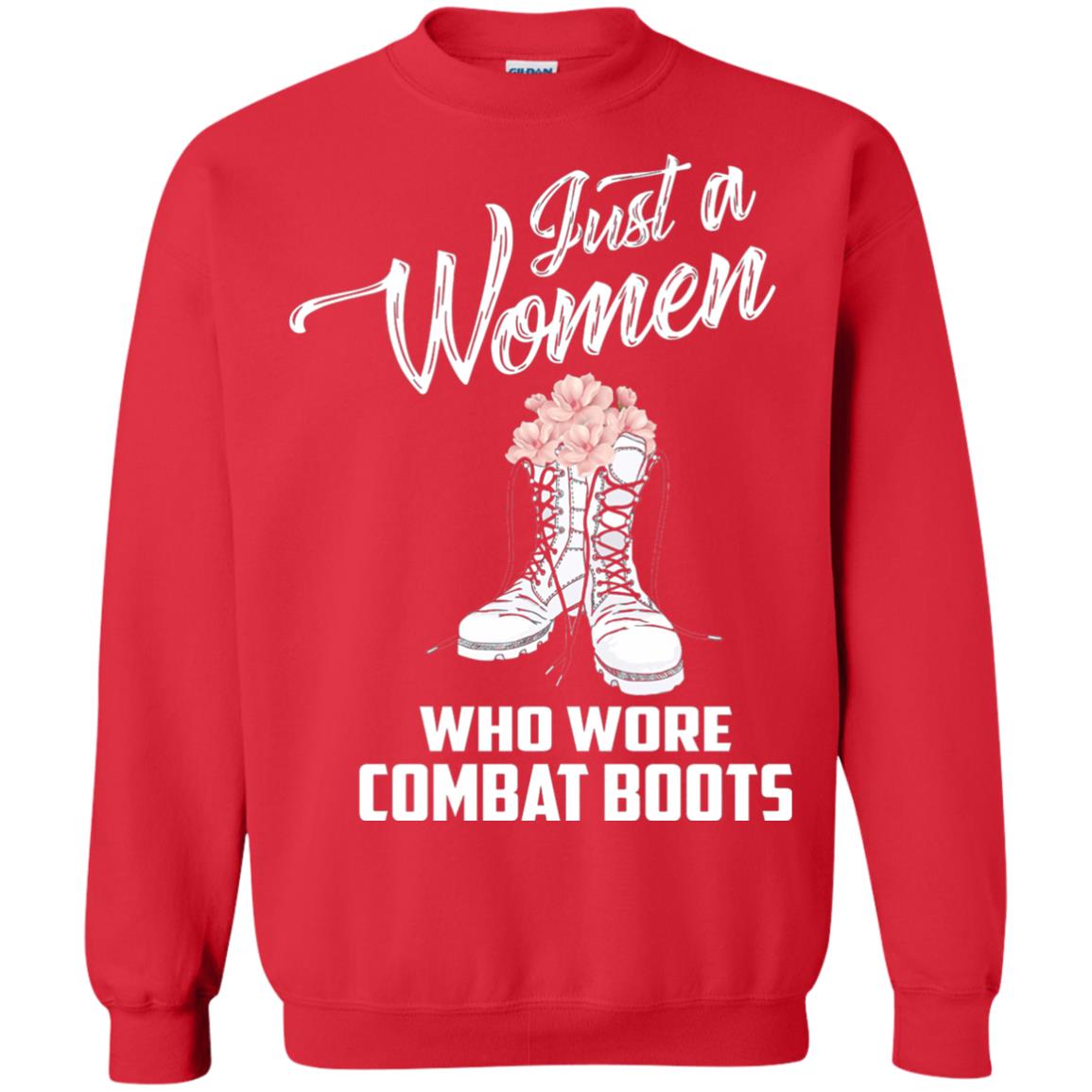 Just A Woman Who Wore Combat Boots Female Veteran T-shirt Red