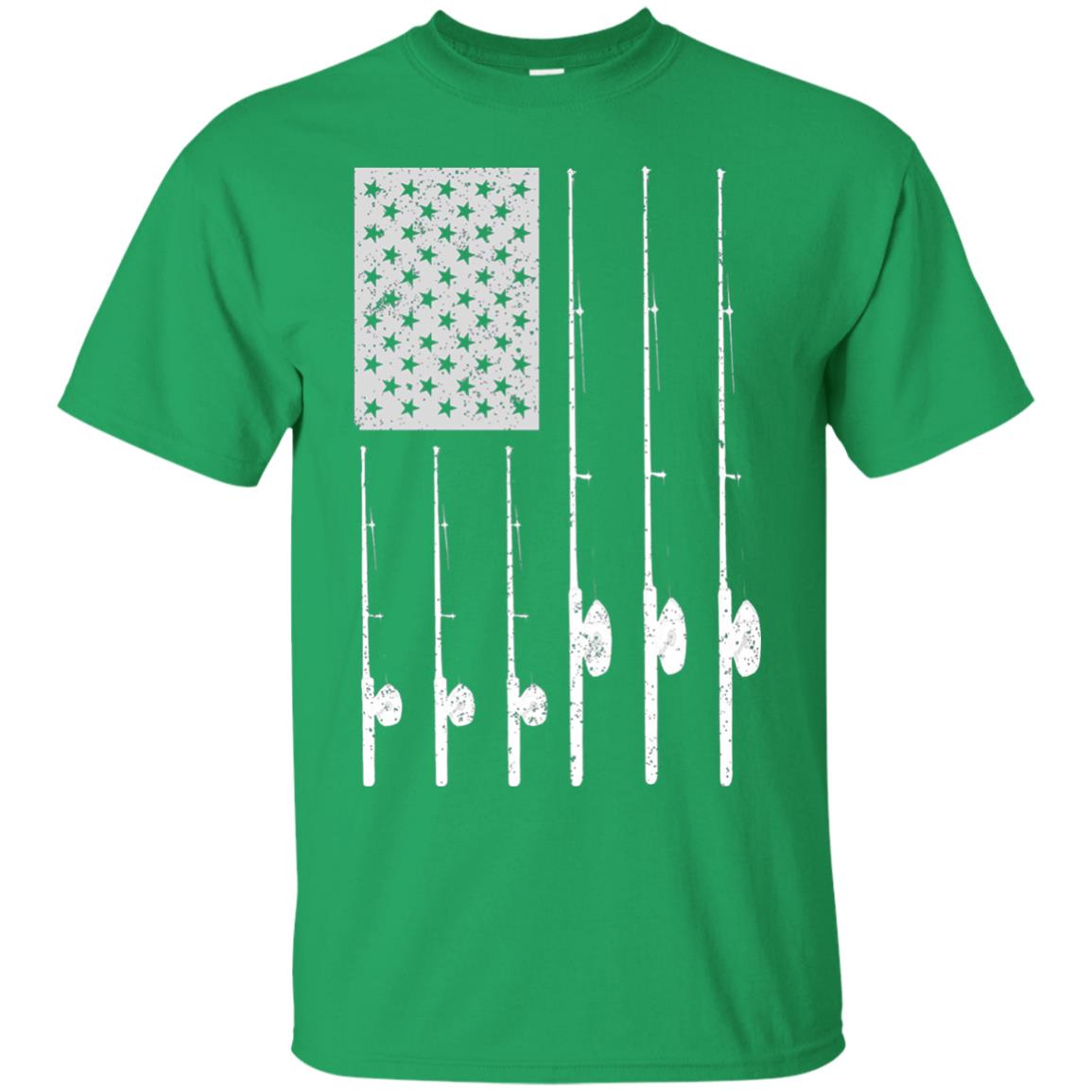 Patriotic Fishing With American Usa Flag Fisherman T-shirt Irish Green