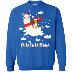Fa La La La Llama With Beagle X-mas Gift ShirtG180 Gildan Crewneck Pullover Sweatshirt 8 oz.