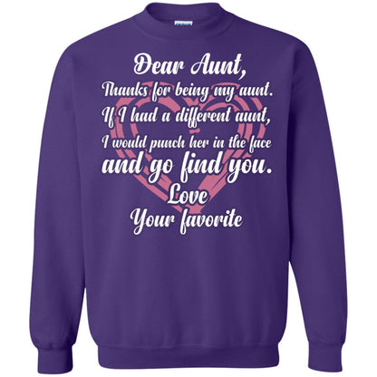Dear Aunt Thank For Being My Aunt Family T-shirt Purple