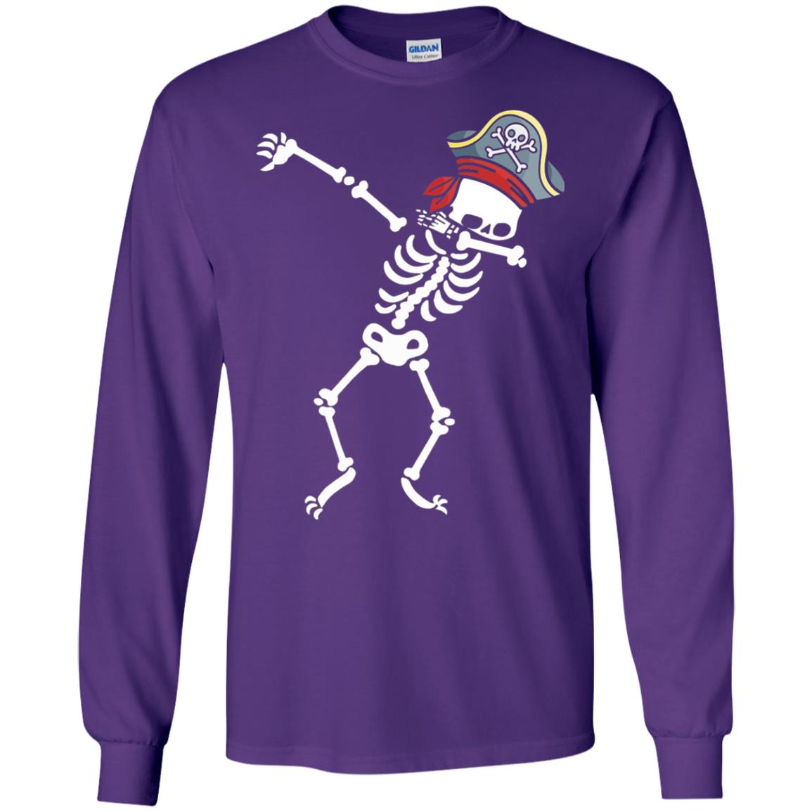 Dabbing Skeleton With Pirates Hat T-shirt Purple