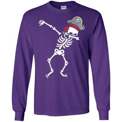 Dabbing Skeleton With Pirates Hat T-shirt Purple