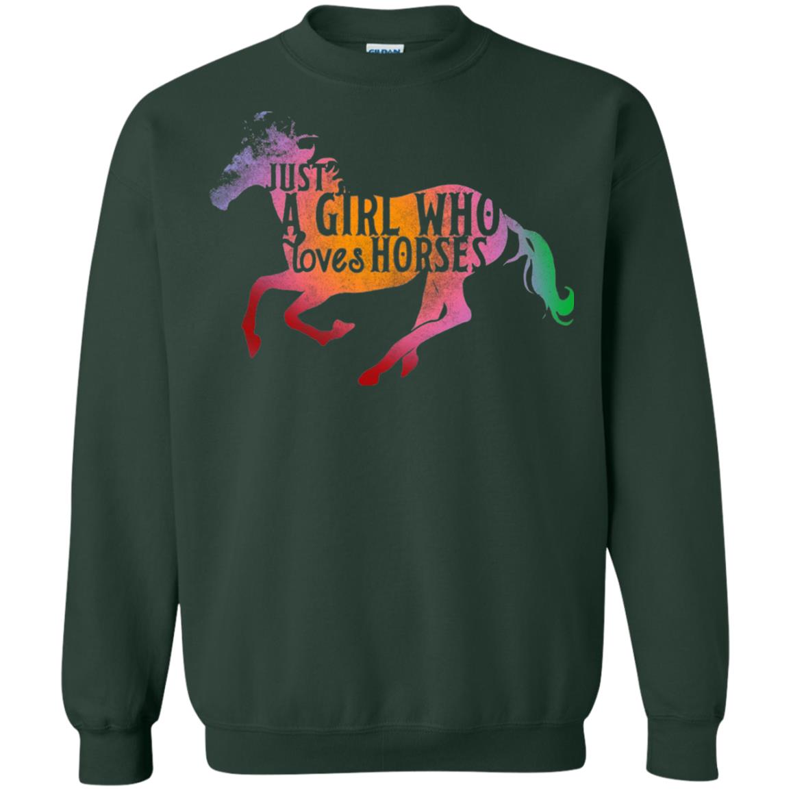 Just A Girl Who Loves Horses Equestrian T-shirt Forest Green
