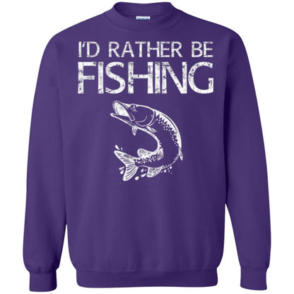 Funny Fisherman T-shirt I_d Rather Be Fishing Purple