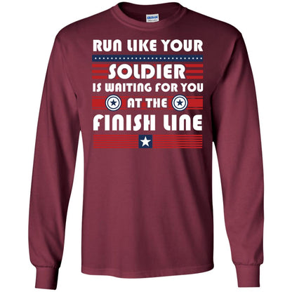 Soldier T-shirt Run Like Your Soldier Is Waiting For You At The Finish Line Maroon