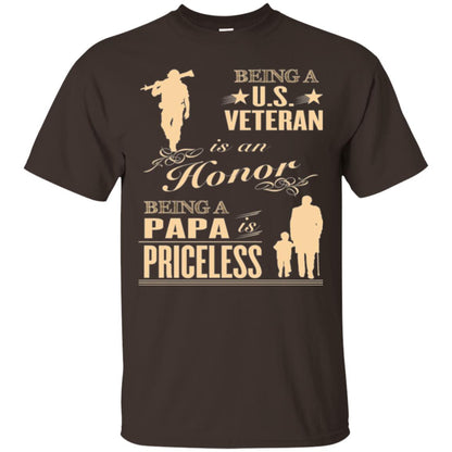 Papa T-shirt Being A U.s Veteran Dark Chocolate