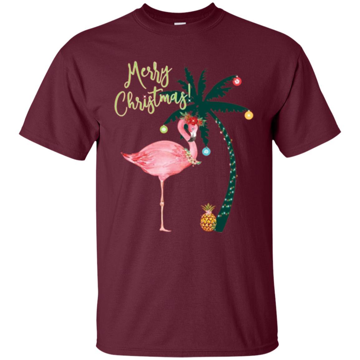Christmas T-shirt Flamingo Merry Christmas Maroon