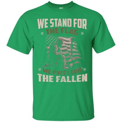 Veteran T-shirt We Stand For The Flag, We Kneel For The Fallen Irish Green