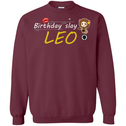 Cute Leo Girl Birthday Lip Slay T-shirt Maroon