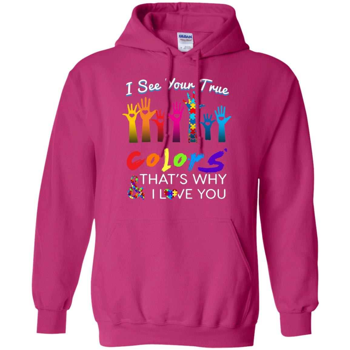 I See Your True Colors Hands Autism Awareness Shirt Heliconia
