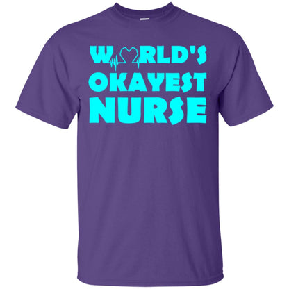 Nurse T-shirt World_s Okayest Nurse Purple