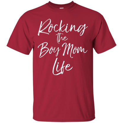 Mom T-shirt Rocking The Boy Mom Life Cardinal