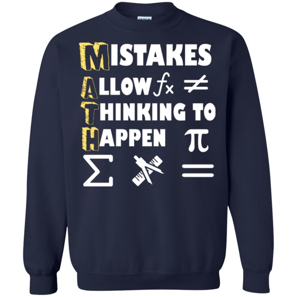 Math Lover T-shirt Mistakes Allow Thinking To Happen Navy