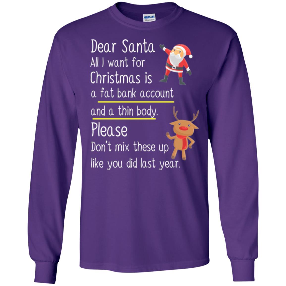 Christmas T-shirt Dear Santa All I Want For Christmas Purple