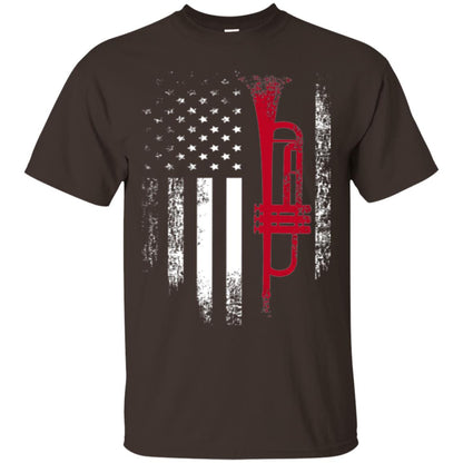 Trumpet Lovers T-shirt American Flag Dark Chocolate
