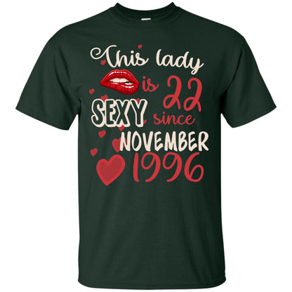 This Lady Is 22 Sexy Since November 1996 22nd Birthday Shirt For November Womens Forest