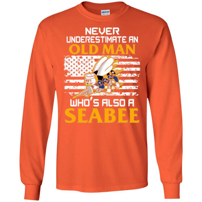 Navy Seabee Veteran T-shirt Never Underestimate An Old Man Orange