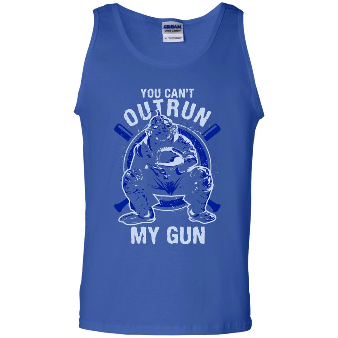 You Cant Outrun My Gun Baseball Catcher Shirt Royal