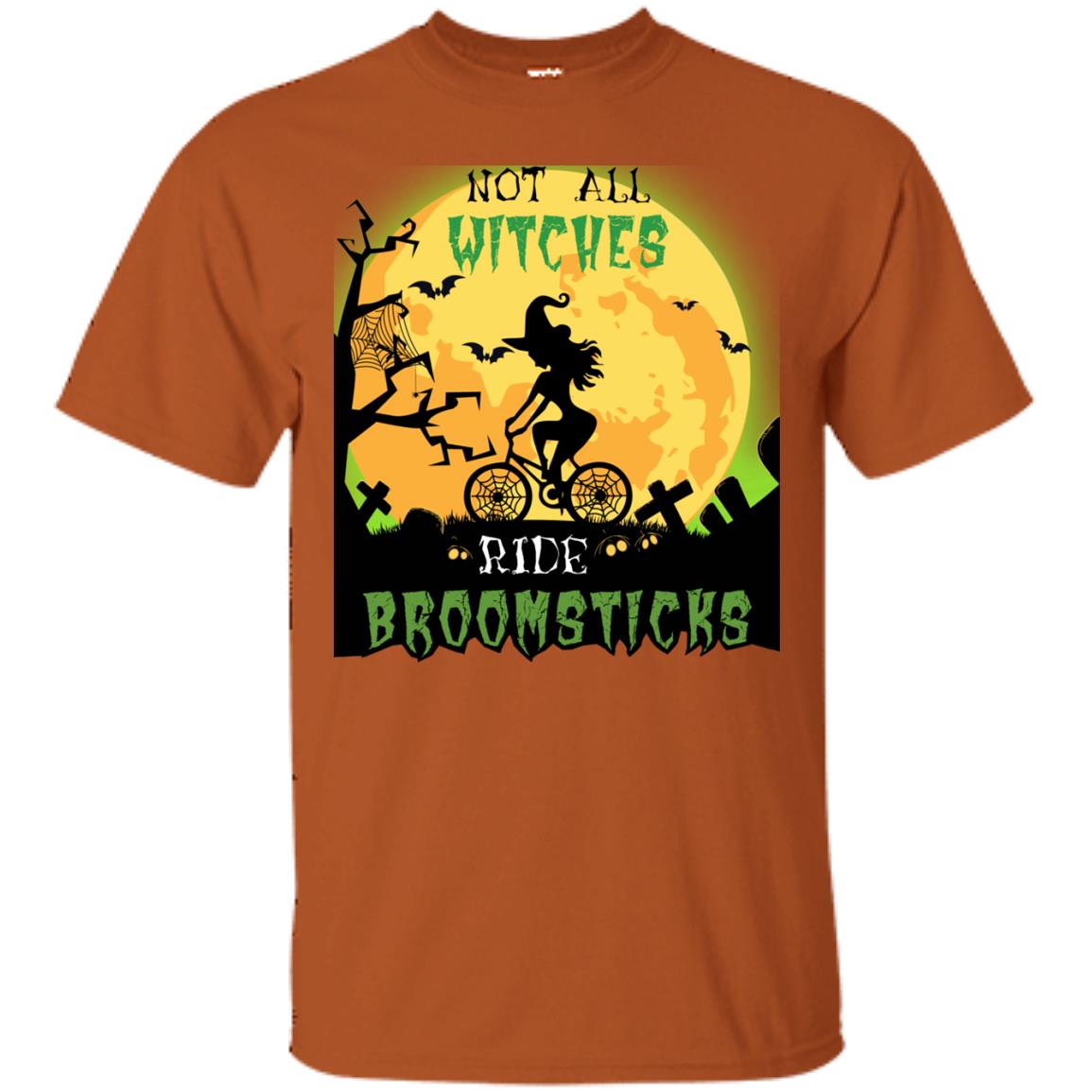 Not All Witches Ride Broomsticks Witches Ride A Bicycle Funny Halloween Shirt Texas Orange