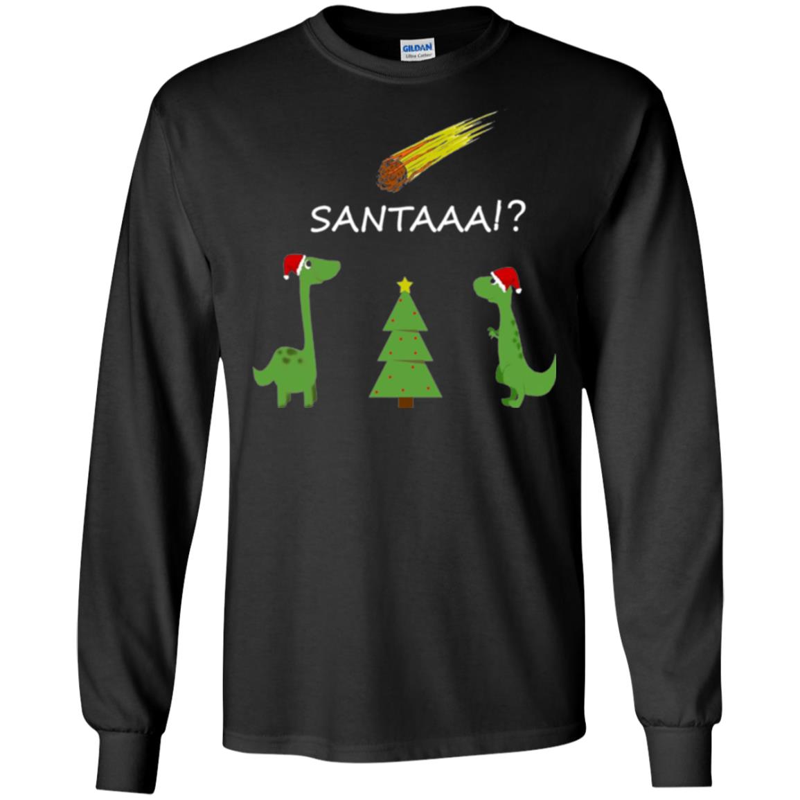 Christmas T-shirt Funny Dinosaus Santaaa Black