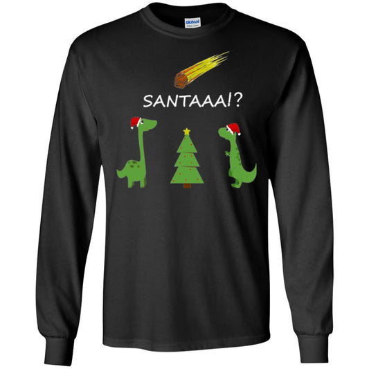 Christmas T-shirt Funny Dinosaus Santaaa Black
