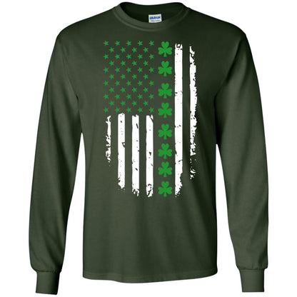 St. Patrick's Day T-shirt Irish American Flag T-shirt Forest Green