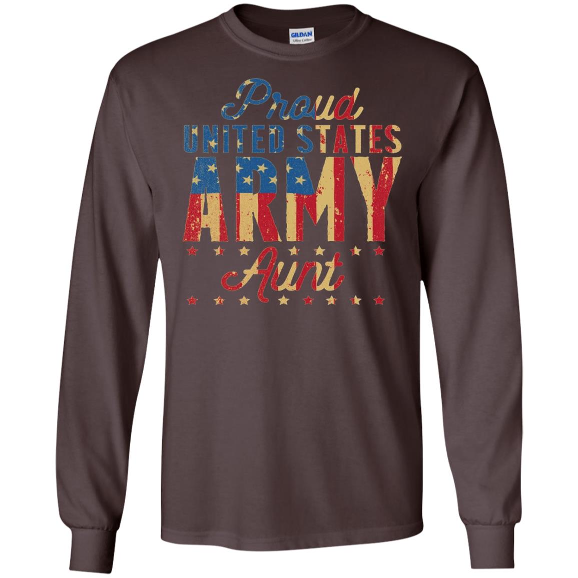 Proud United States Army Aunt Us Shirt Dark Chocolate