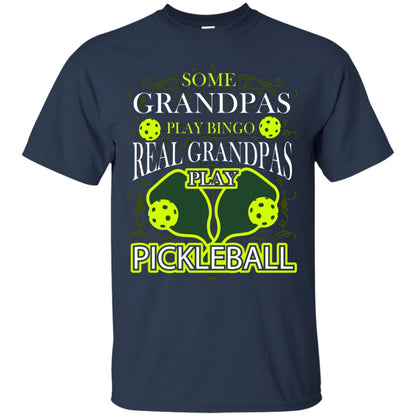 Real Grandpas Play Pickleball Cool Pickleball Shirt For Papa Navy