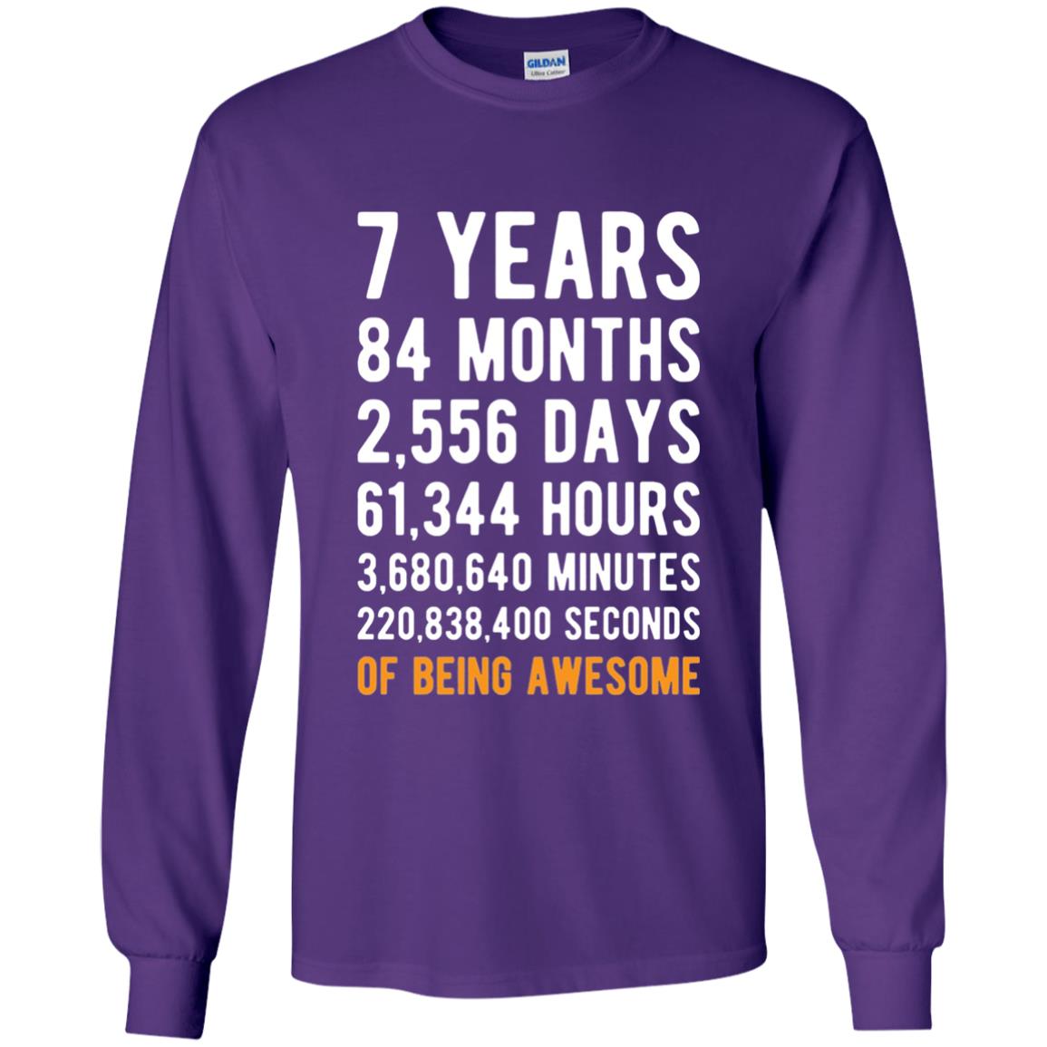 7th Birthday Shirt 7 Years Old Being Awesome Purple