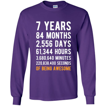 7th Birthday Shirt 7 Years Old Being Awesome Purple