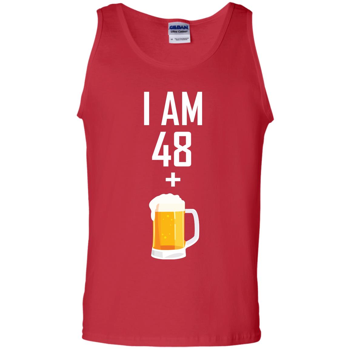 I Am 48 Plus 1 Beer 49th Birthday T-shirt Red