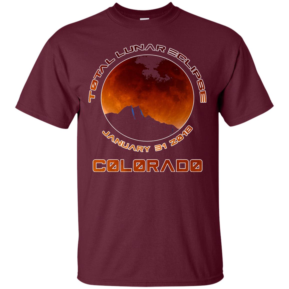 Colorado Lunar Eclipse 2018 T-shirt January 31 Maroon