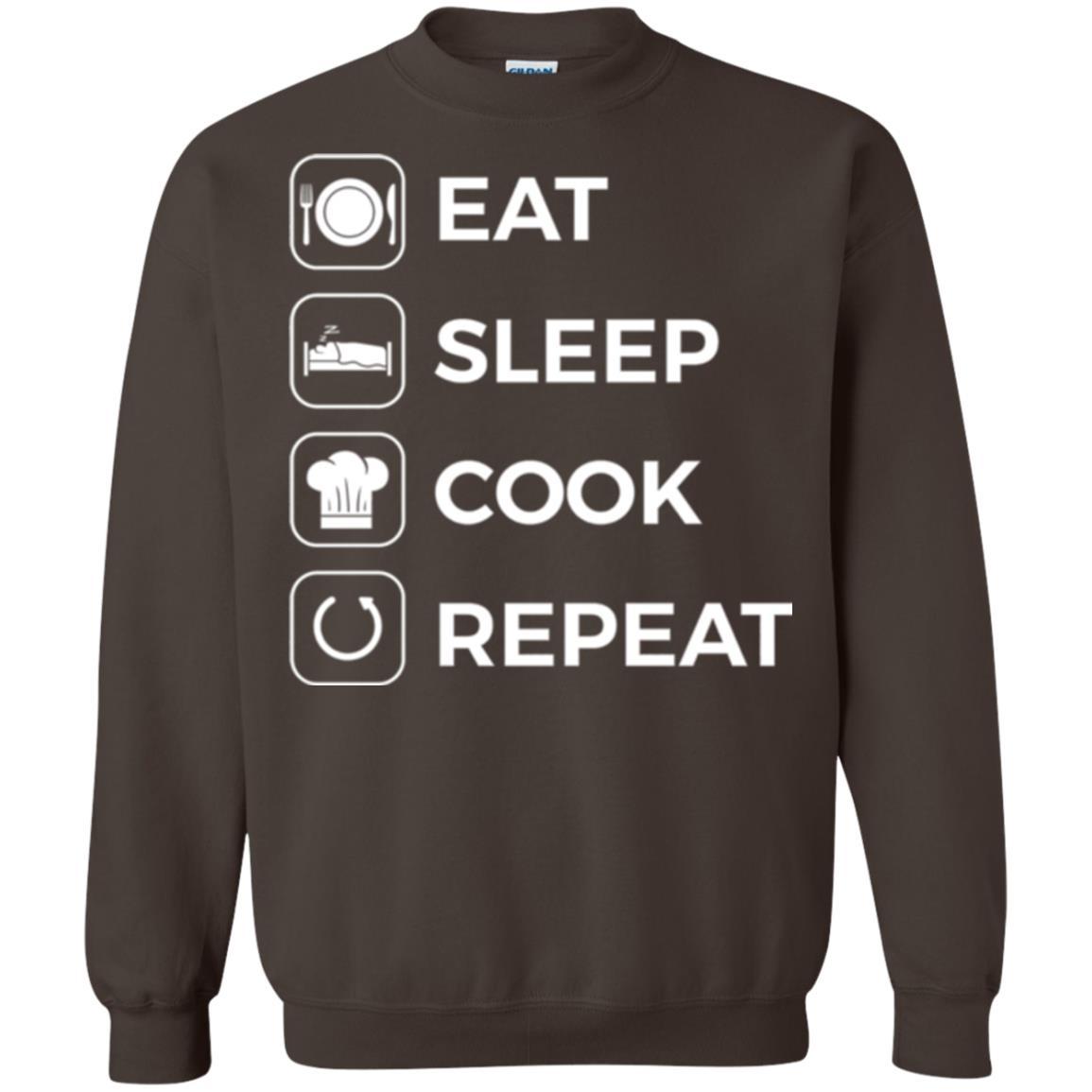 Chef T-shirt Eat Sleep Cook Repeat T-shirt Dark Chocolate