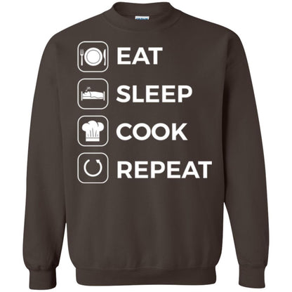 Chef T-shirt Eat Sleep Cook Repeat T-shirt Dark Chocolate