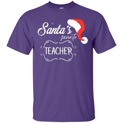 Santa's Favorite Teacher Teaching X-mas Gift Shirt For Teachers Purple