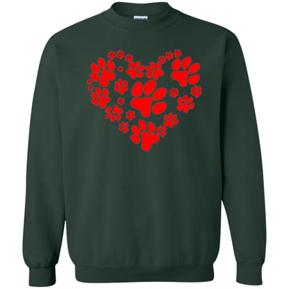 Dog Lover T-shirt Dog Paw Heart Valentine T-shirt Forest Green